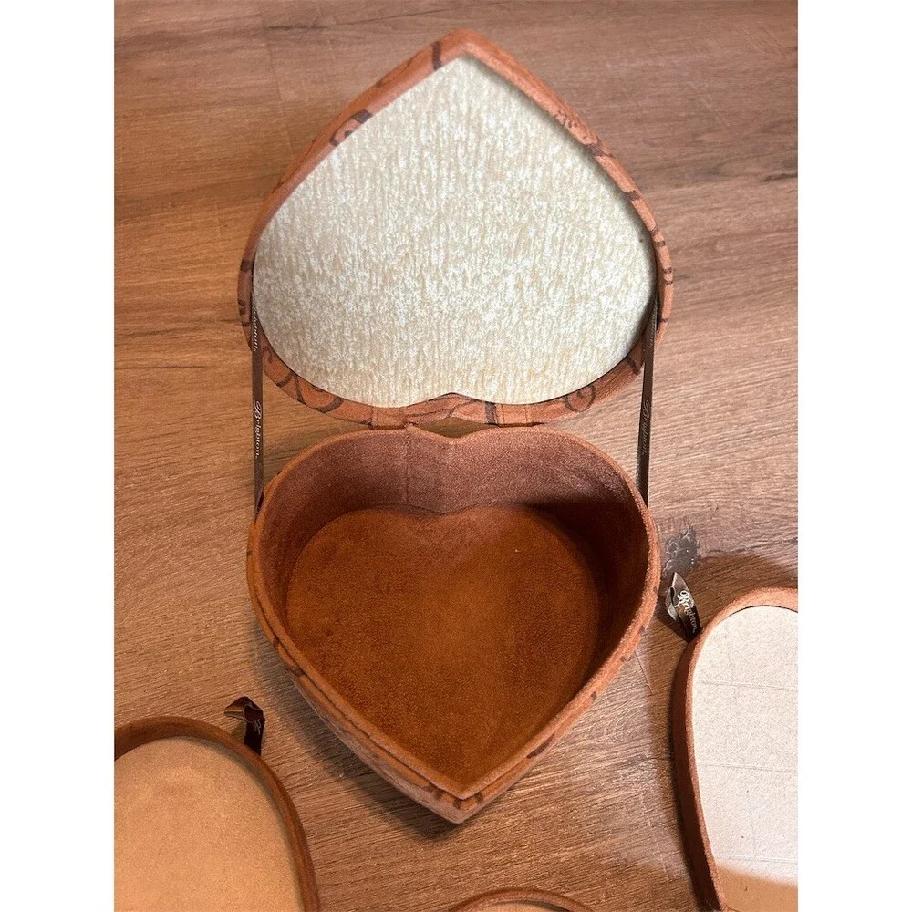 Brighton Fill Your Heart Heart Jewelry Box Brown Mirror 3 Removable Trays